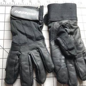 Black leather gloves